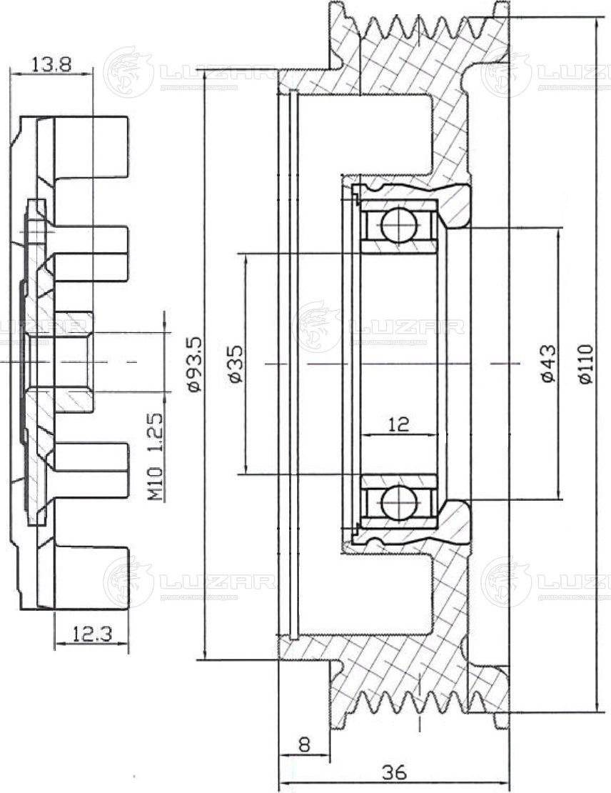 Муфта MB C(W203)/M(W164) срывная компрессора кондиц. (Luzar). Артикул LCC1501