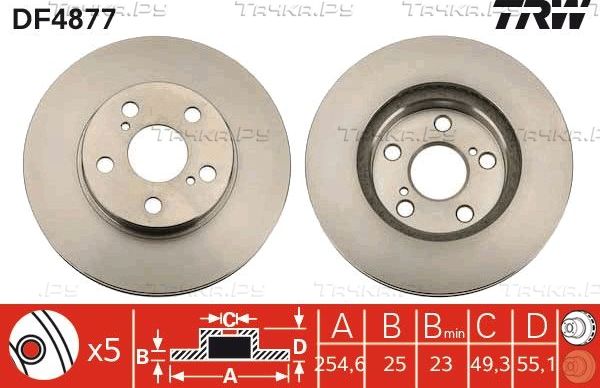 Тормозной диск TRW передний для Toyota Corona X (T210) 1996-2002. Артикул DF4877