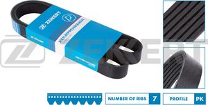 Приводной ремень поликлиновой Zekkert для Nissan Navara D40 2009-2015. Артикул KR-7PK1749