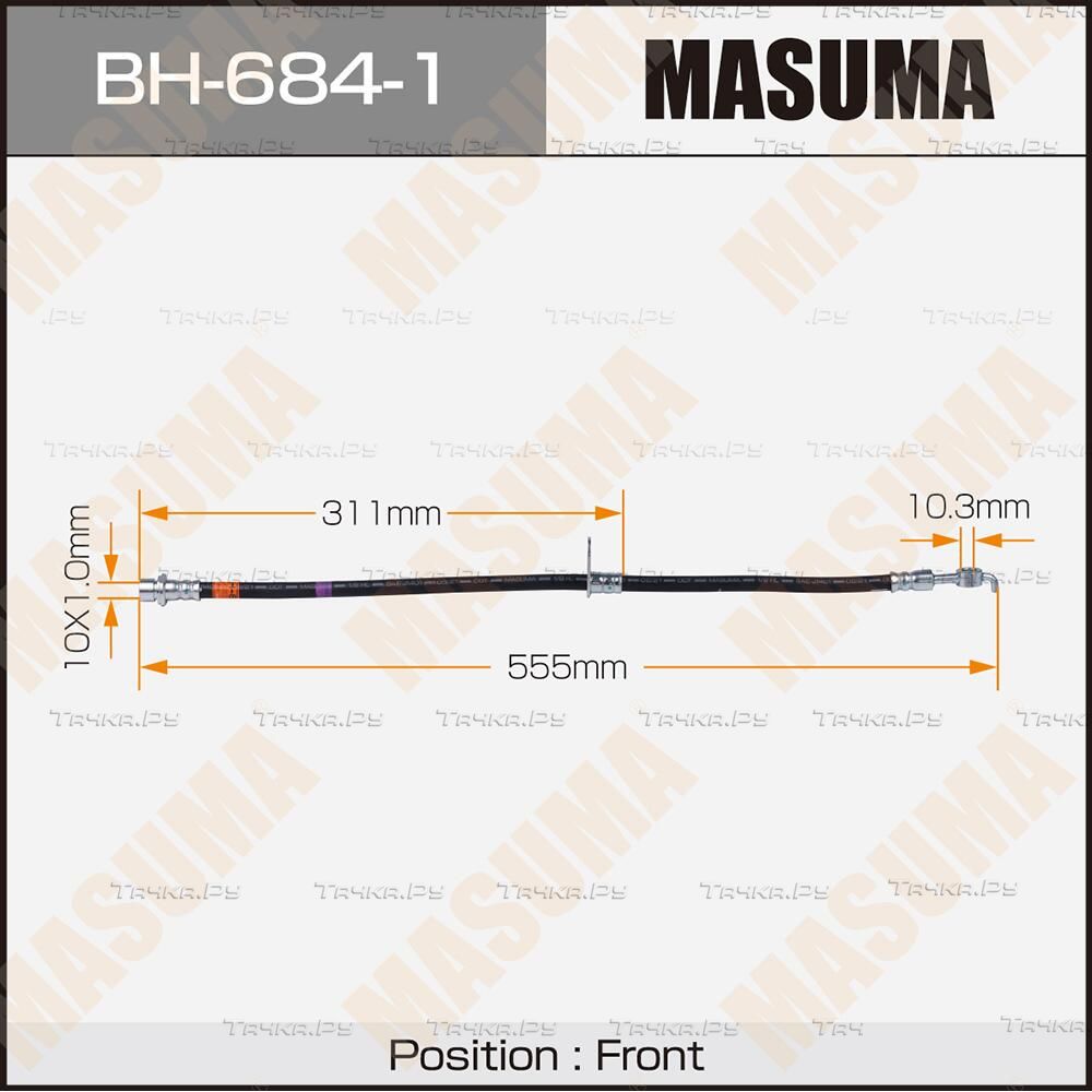 Тормозной шланг Masuma передний правый для Toyota Echo 1999-2005. Артикул BH-684-1