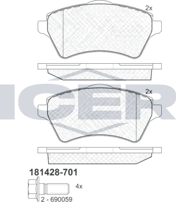Тормозные колодки Icer. Артикул 181428-701