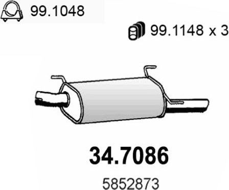 Глушитель (задняя часть) Asso. Артикул 34.7086