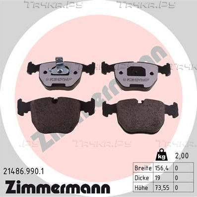 Тормозные колодки Zimmermann rd:z передние для BMW 5 IV (E39) 1996-2004. Артикул 21486.990.1