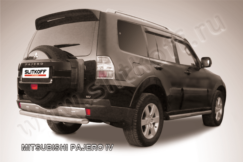 Защита Slitkoff заднего бампера d76 короткая для Mitsubishi Pajero IV 2006-2011. Артикул MPJ017