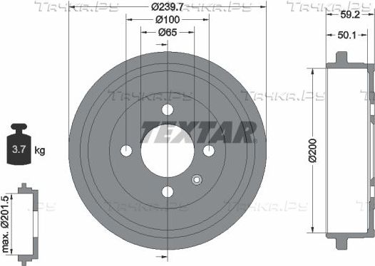 Тормозной барабан Textar задний для Volkswagen Polo III 1994-2002. Артикул 94022800