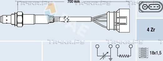 Лямбда-зонд (кислородный датчик) FAE для Volkswagen Golf IV 1998-2000. Артикул 77135