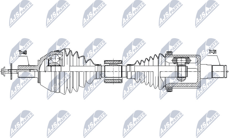 Полуось (привод в сборе, приводной вал) NTY. Артикул NPW-VV-115