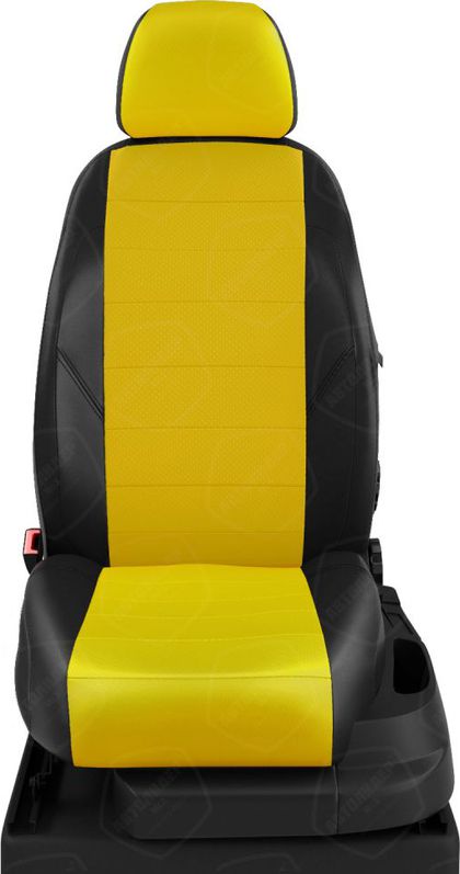 Чехлы Автолидер на сидения для Volkswagen Polo NEW седан 2010-2020, цвет Черный/Желтый. Артикул VW28-0101-EC31