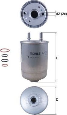 Топливный фильтр Mahle для Renault Scenic III 2009-2012. Артикул KL 752/5D