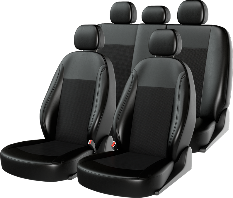 Чехлы универсальные CarFashion Atom Leather на сидения авто, цвет Черный/Черный/Черный. Артикул 10952