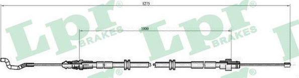 Трос ручника (тросик ручного тормоза) LPR. Артикул C1039B