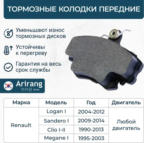 Колодки дискового тормоза перед (Arirang). Артикул ARG281631