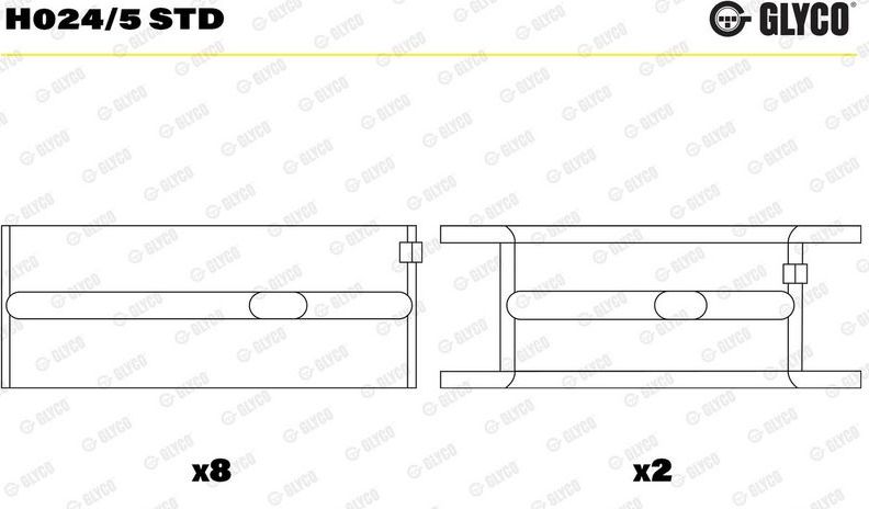 Вкладыши коренные Glyco для Wartburg 353 1988-1991. Артикул H024/5 STD