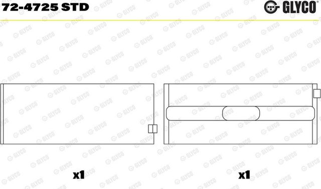 Вкладыши коренные Glyco для Mercedes-Benz SLK-Класс III (R172) 2012-2016. Артикул 72-4725 STD