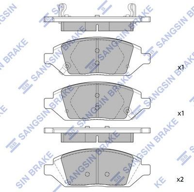 Тормозные колодки Sangsin Hi-Q передние для Opel Karl 2015-2018. Артикул SP1836