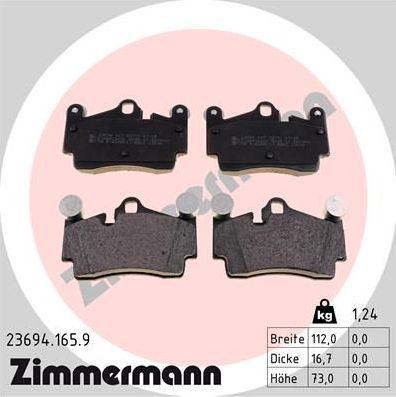 Тормозные колодки Zimmermann pb:z. Артикул 23694.165.9