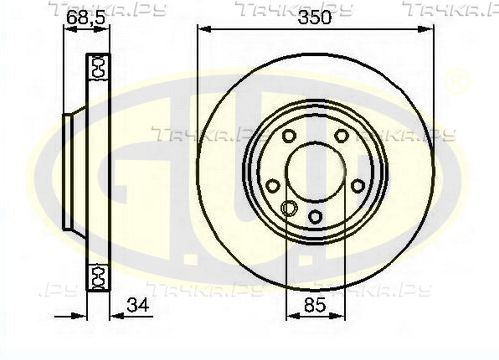 Тормозной диск G.U.D. передний правый для Porsche Cayenne II (958) 2010-2014. Артикул GDB134124