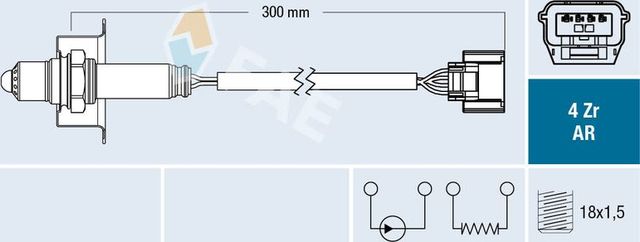 Лямбда-зонд (кислородный датчик) FAE для Nissan Note II 2013-2026. Артикул 75642
