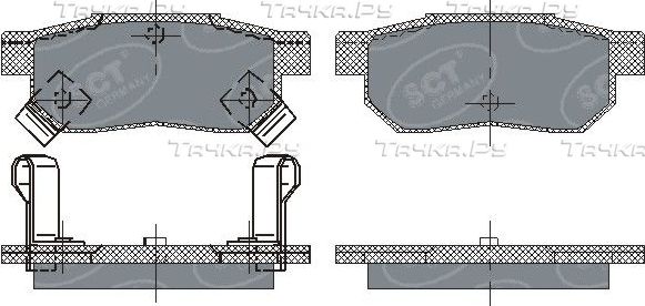Тормозные колодки SCT-Germany задние для Honda Civic VI 1994-2001. Артикул SP 195 PR