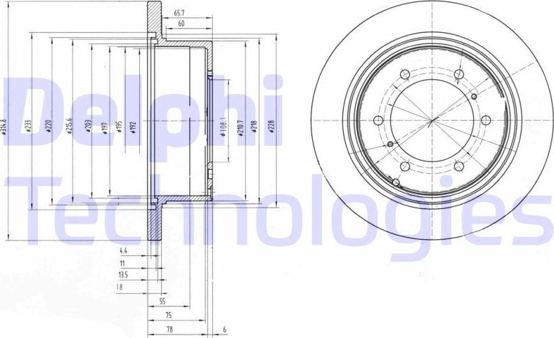 Тормозной диск Delphi задний для Mitsubishi L400 1995-2005. Артикул BG3105