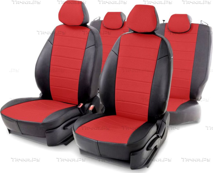 Чехлы Seintex (экокожа) на сидения (зад. сиденье 40/60) для Kia Sportage IV 2016-2026, цвет Черно-красный. Артикул 97365