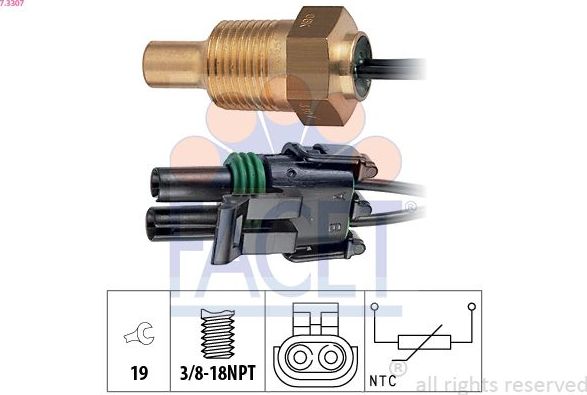 Датчик температуры охлаждающей жидкости Facet Made in Italy - OE Equivalent для Renault 21 1986-1994. Артикул 7.3307