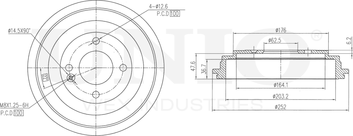 Барабан тормозной (Unio). Артикул BRD-10024