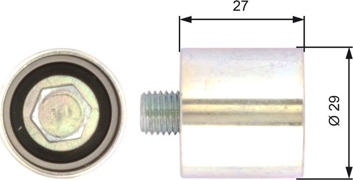 Направляющий (ведущий) ролик ремня ГРМ Gates (Металл). Артикул T42019