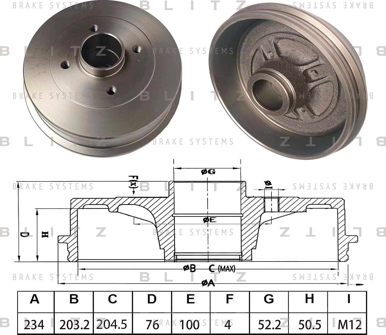 Барабан тормозной RENAULT LOGAN/SANDERO 96 (Blitz). Артикул BT0147