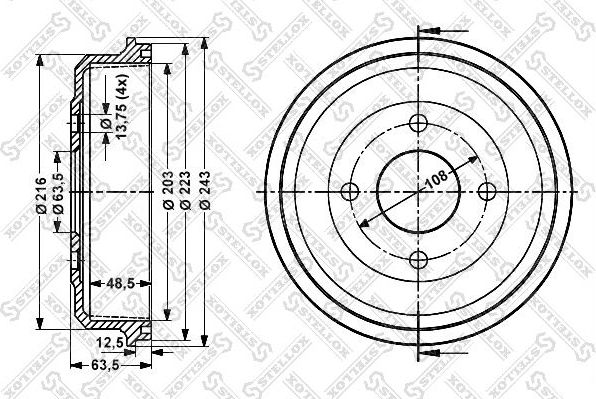 Тормозной барабан Stellox. Артикул 6025-2532-SX