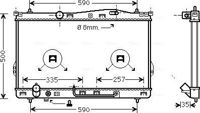 Радиатор охлаждения двигателя AVA. Артикул HY2078