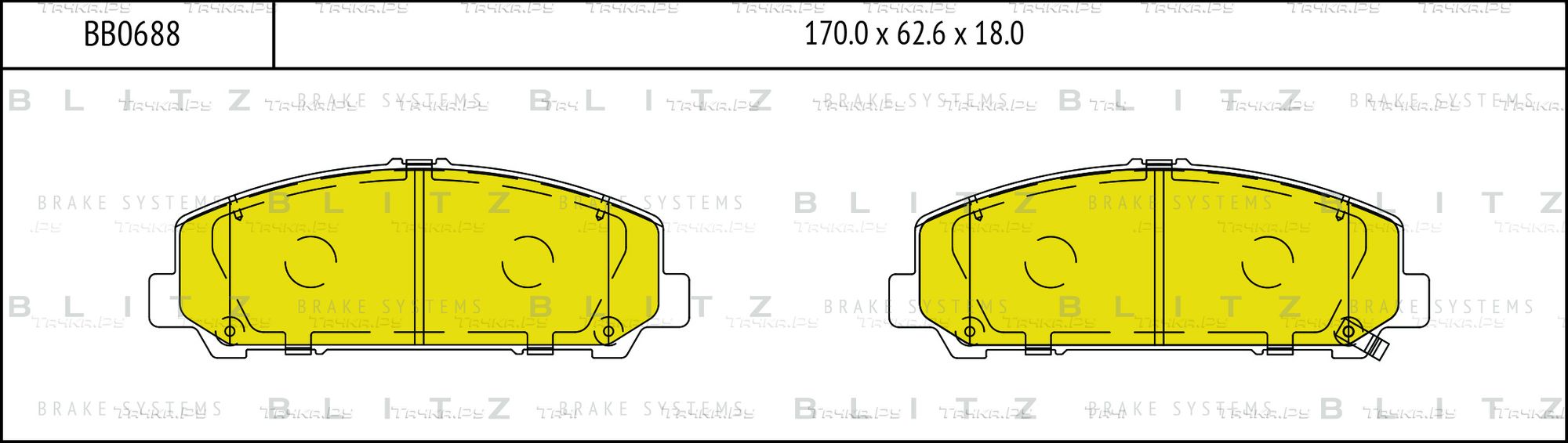 Колодки тормозные дисковые передние (Blitz). Артикул BB0688