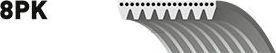 Ремень приводной поликлиновой 8PK1538 GATES Gates. Артикул 8PK1538ES