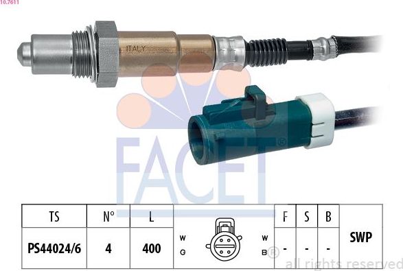 Лямбда-зонд (кислородный датчик) Facet Made in Italy - OE Equivalent для Ford Focus I 1998-2005. Артикул 10.7611
