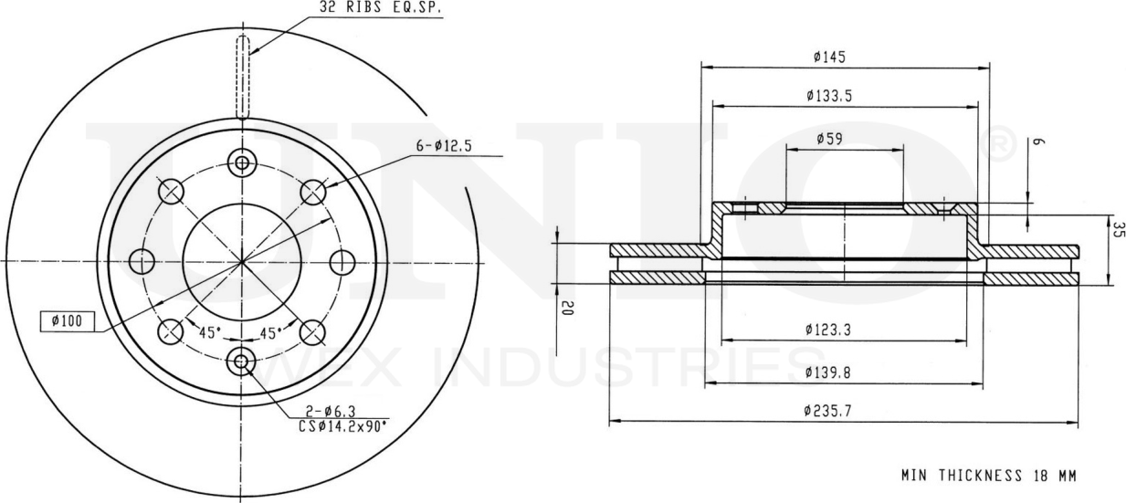 Диск тормозной (Unio). Артикул BRD-20017
