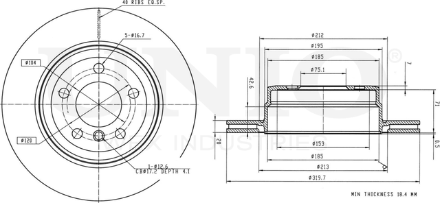 Диск тормозной (Unio). Артикул BRD-20203