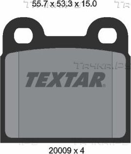 Тормозные колодки Textar задние для Volkswagen Karmann-Ghia I (Type 14) 1970-1973. Артикул 2000906