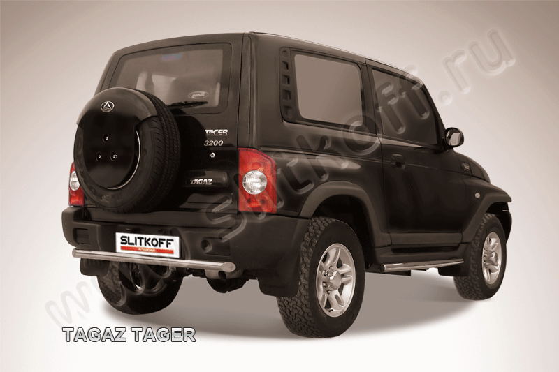 Защита Slitkoff заднего бампера d57 короткая для ТагАЗ Tager 3-дв. 2008-2026. Артикул TAT017