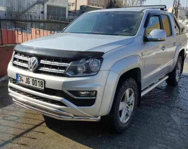 Защита Tamsan переднего бампера оригинальная труба двойная d70/42 для Volkswagen Amarok I рестайлинг 2016-2026. Артикул TCG7042UM.VOL.24.76