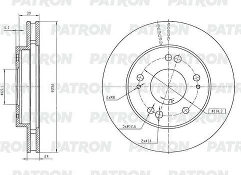Тормозной диск Patron передний для Mitsubishi Eclipse I 1991-1994. Артикул PBD1434