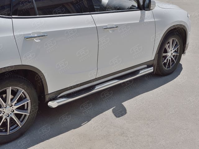 Защита порогов RusStal труба d76 с накладкой (Вариант 1) для Brilliance V5 2014-2026. Артикул BV5T-0027041