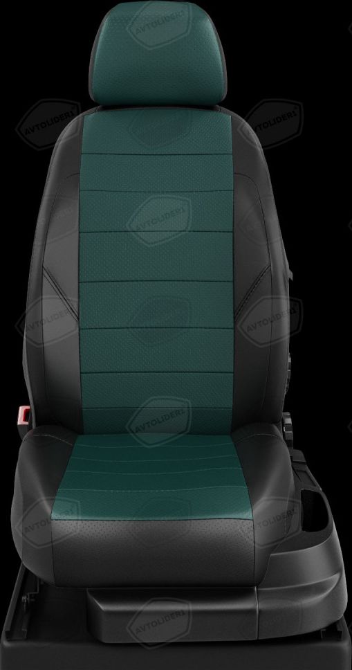 Чехлы Автолидер на сидения (с AIR-Bag) для Renault Duster II 2021-2026, цвет Черный/Зеленый. Артикул RN22-0307-EC34