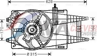 Вентилятор радиатора двигателя AVA для Lancia Musa I 2004-2012. Артикул FT7524