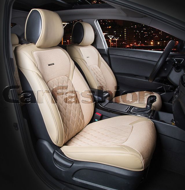 Накидки универсальные CarFashion Sting на переднее сидения авто, цвет Бежевый/Бежевый. Артикул 21950