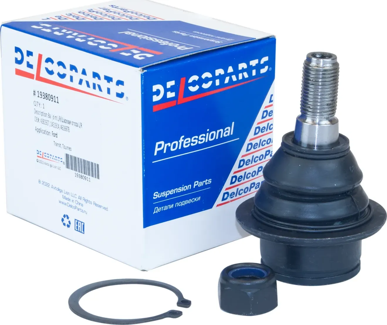 Шаровая опора передняя FORD TRANSIT (2000 - 2014)  FORD TOURNEO CONNECT (2002 - 2013)  FORD TRANSIT  (Delcoparts). Артикул 19380911