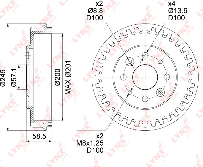 Тормозной барабан LYNXauto. Артикул BM-1081