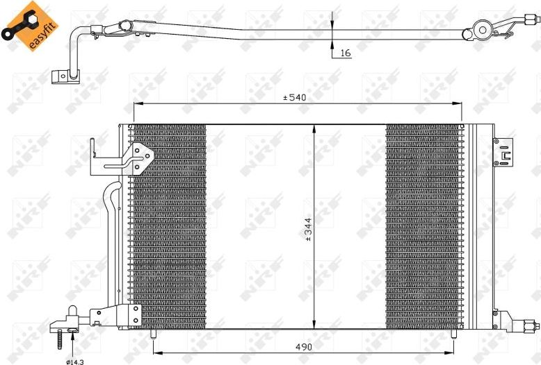 Радиатор кондиционера (конденсатор) NRF (алюминий). Артикул 35304
