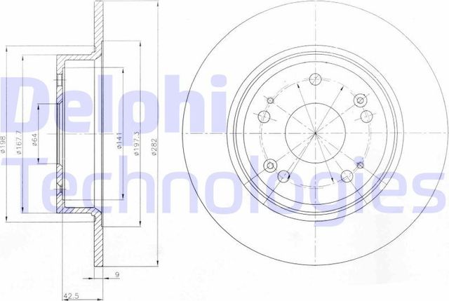 Тормозной диск Delphi задний для Acura TSX II 2010-2014. Артикул BG4249