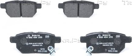 Тормозные колодки Bosch (Low-Metallic) задние для Lexus CT I 2013-2018. Артикул 0 986 494 255