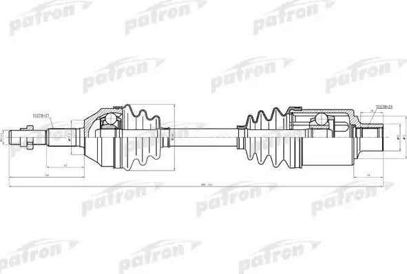 Полуось (привод в сборе, приводной вал) Patron. Артикул PDS0617